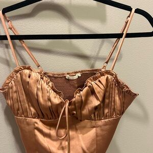Altar'd State Brown Crop Top with Ruched Bustier Design